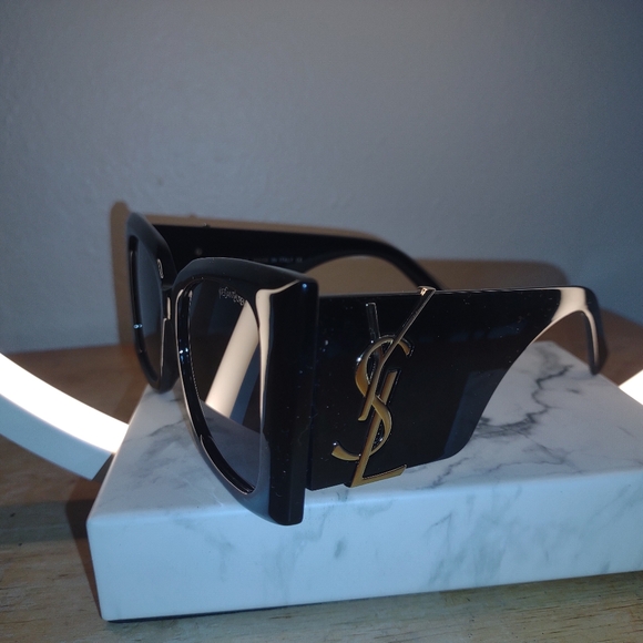 Yves Saint Laurent Black and Gold Sunglasses - Picture 1 of 4